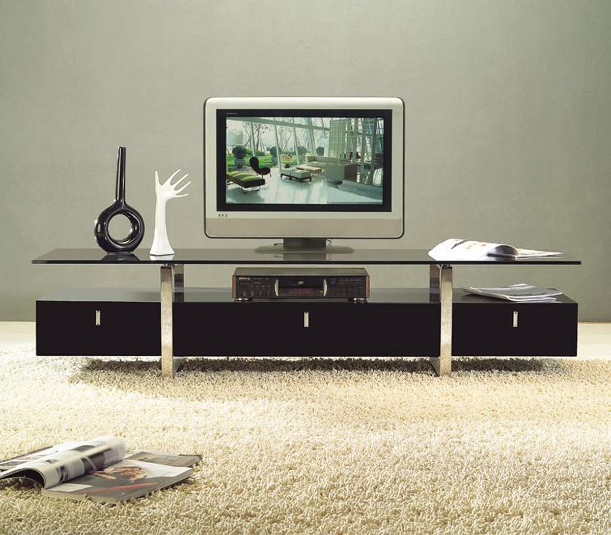 Clear Lined Design Contemporary Brown Color Tv Stand With Pertaining To Contemporary Tv Cabinets (View 4 of 15)