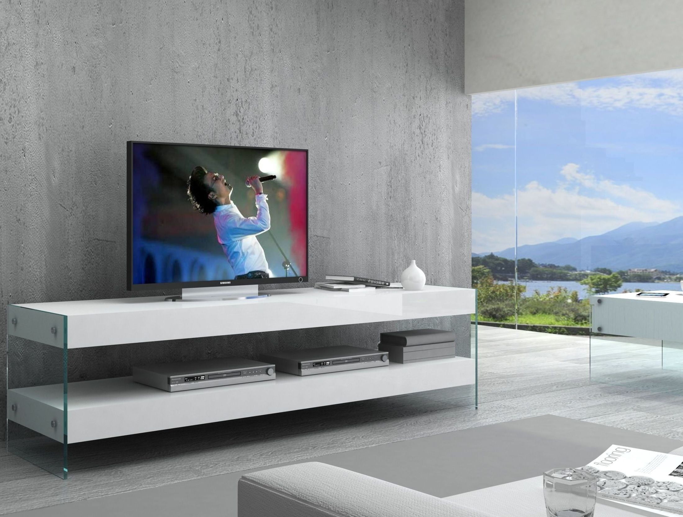 Cloud White High Gloss Tv Stand From Jnm | Coleman Furniture For High Gloss White Tv Cabinets (View 2 of 15)