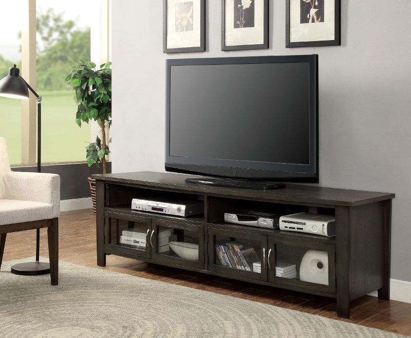 Cm5903 Tv 72 Alma Gray Finish Wood 72" Tv Console | Wooden Intended For Light Oak Tv Stands Flat Screen (Photo 10 of 15)