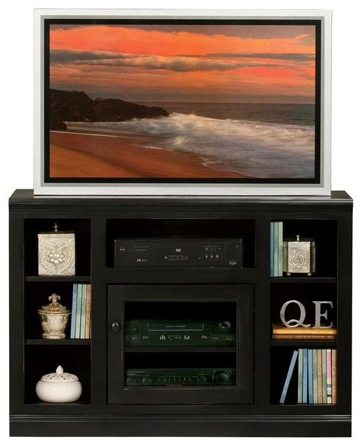 Coastal Thin Screen Bookcase Tv Stand (black Pertaining To Skinny Tv Stands (Photo 12 of 15)