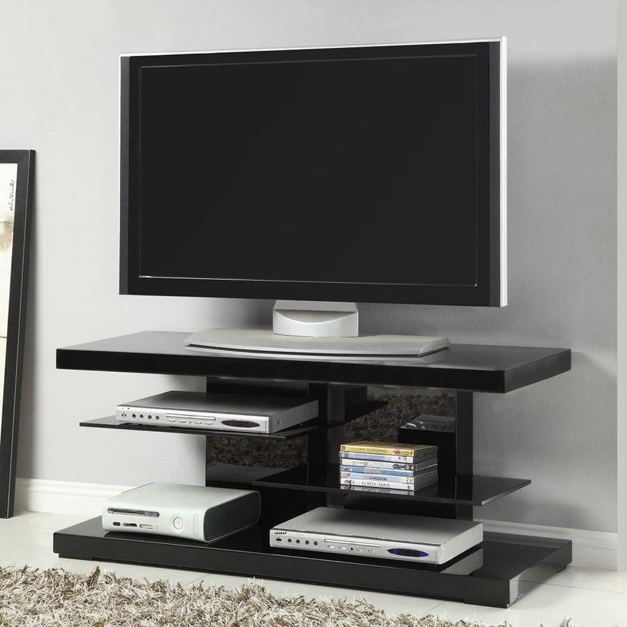 Coaster Fine Furniture High Gloss Black Rectangular Tv Inside Black Gloss Tv Cabinets (View 2 of 15)