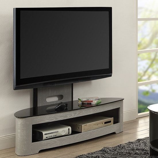Cohen Curved Wooden Cantilever Tv Stand In Grey Ash And Pertaining To Cantilever Tv Stands (View 14 of 15)