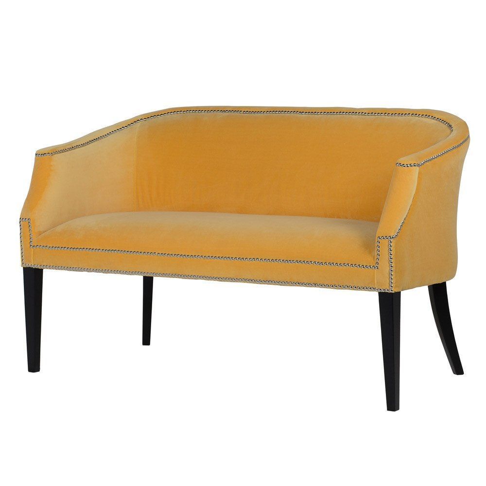 Colonel Mustard's Velvet Rest | Yellow Sofa | Art Deco Intended For French Seamed Sectional Sofas Oblong Mustard (Photo 12 of 15)