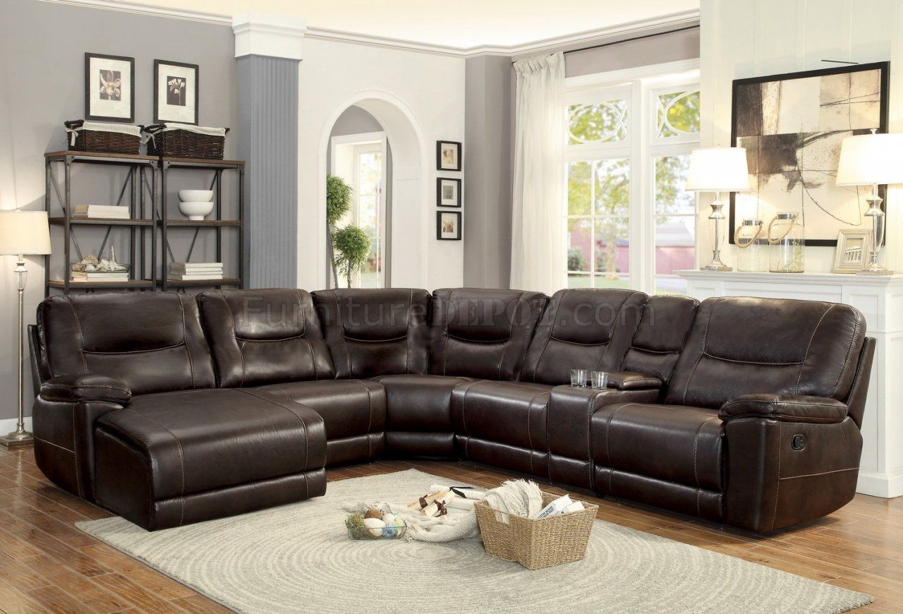 Columbus Motion Sectional Sofa 8490 6lcrrhomelegance Regarding 3pc Faux Leather Sectional Sofas Brown (View 8 of 15)