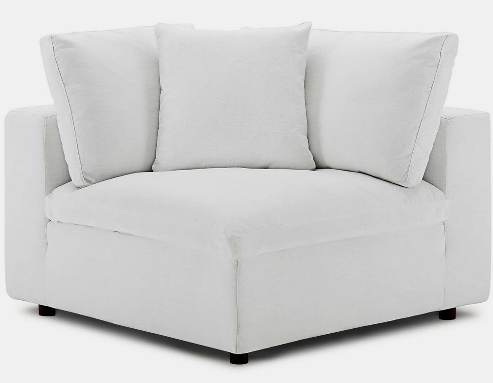 Commix 4pc White Fabric Overstuffed Sectional Sofa W Pertaining To 4pc Beckett Contemporary Sectional Sofas And Ottoman Sets (View 14 of 15)