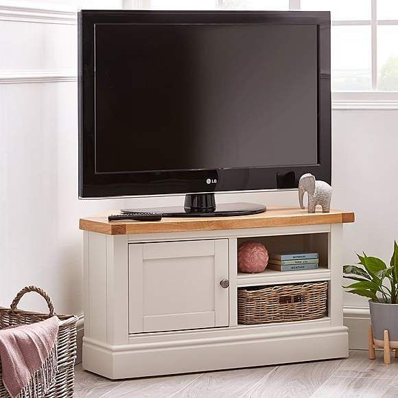Compton Ivory Corner Tv Stand With Baskets In 2020 With Compton Ivory Large Tv Stands (View 1 of 15)