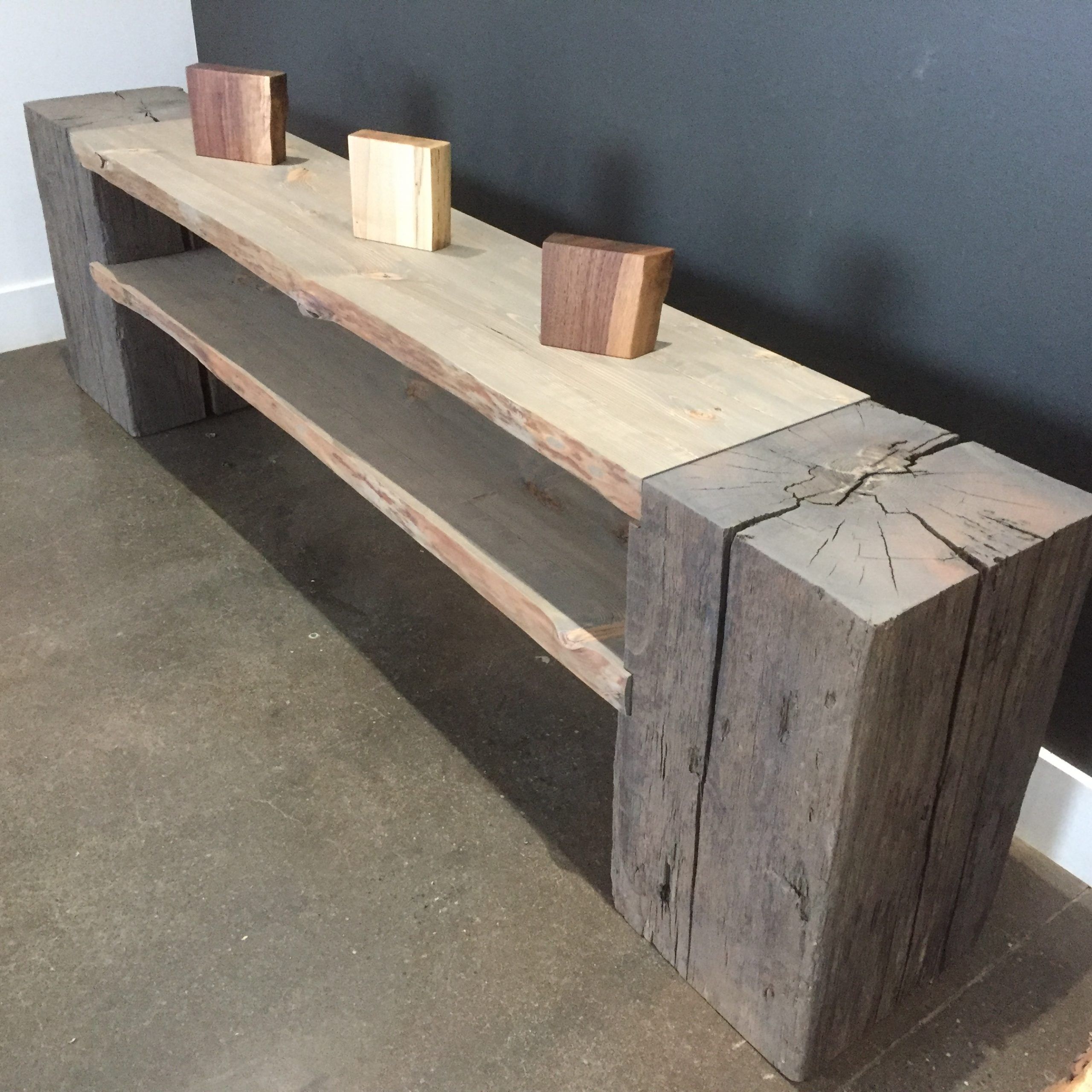 Console Or Tv Stand In Reclaimed Plank And Hemlock Beam Throughout Beam Through Tv Stand (Photo 14 of 15)
