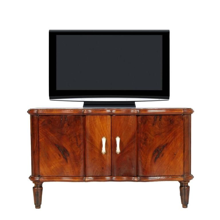 Console Tv Serpentine Cabinet Art Deco In Burl Walnut At Throughout Art Deco Tv Stands (View 2 of 15)