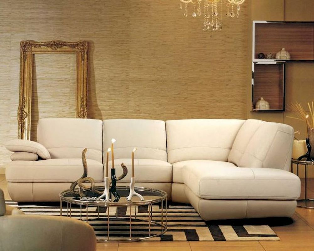 Contemporary Beige Leather Sectional Sofa 44l208 8 Within 3pc Ledgemere Modern Sectional Sofas (View 7 of 15)