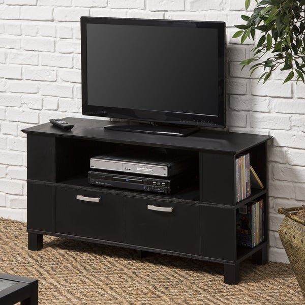 Contemporary Black Wood 44 Inch Tv Stand Pertaining To Modern Black Tabletop Tv Stands (View 12 of 15)