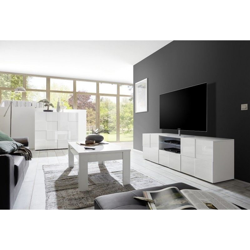 Contemporary Italian White Gloss Tv Stand 181cm With Regard To Tv Cabinet Gloss White (Photo 10 of 15)