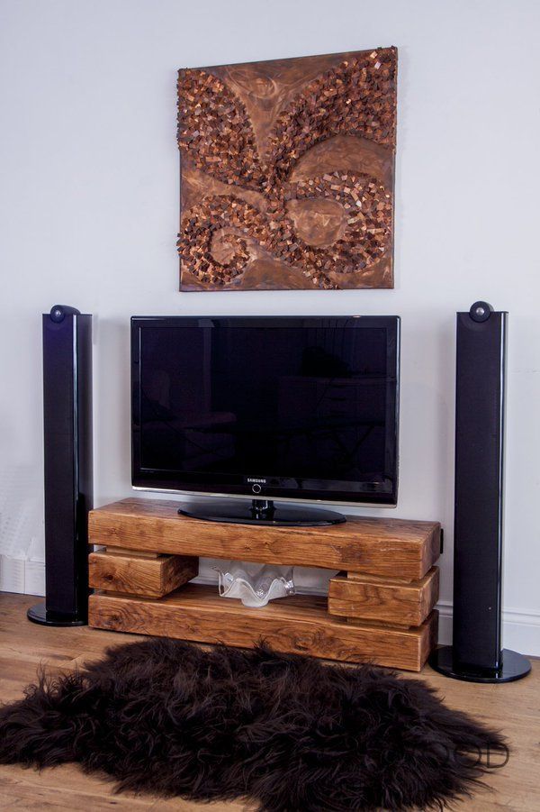 Contemporary Rustic, Minimalistic Chunky Oak Tv Stand – A Within Contemporary Oak Tv Stands (View 13 of 15)