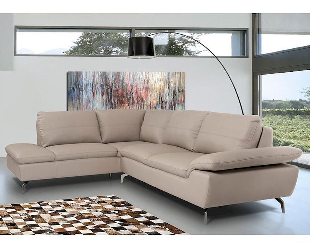Contemporary Sectional Sofa In Grey Leather 44l5990 With Regard To Ludovic Contemporary Sofas Light Gray (View 2 of 15)