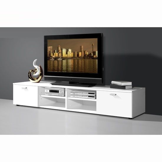 Contemporary Tv Stand For Flat Screen In White With Gloss Regarding Long White Tv Stands (View 15 of 15)