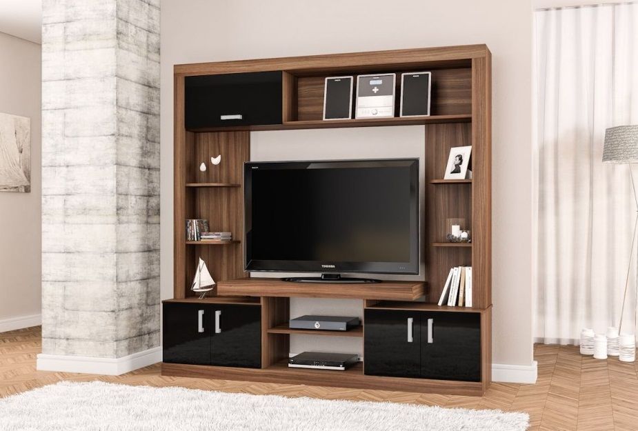 Contemporary Uno Walnut And Black Entertainment Unit Tv In Tv Units With Storage (View 13 of 15)