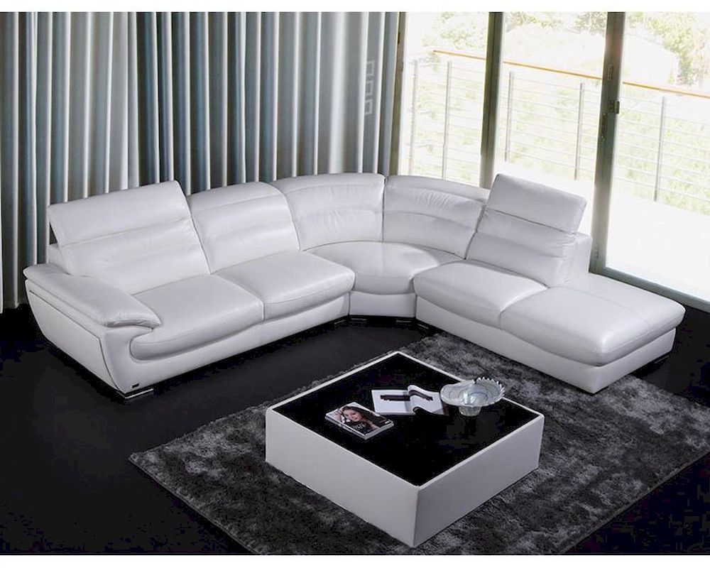 Contemporary White Eco Leather Sectional Sofa 44l6050 Intended For Sectional Sofas In White (View 1 of 15)