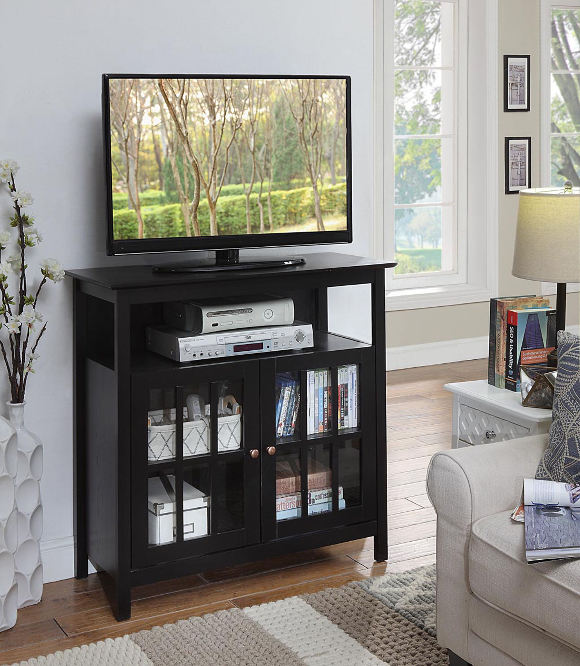 Convenience Concepts Big Sur Highboy Tv Stand – Walmart Regarding Large Tv Cabinets (Photo 9 of 15)
