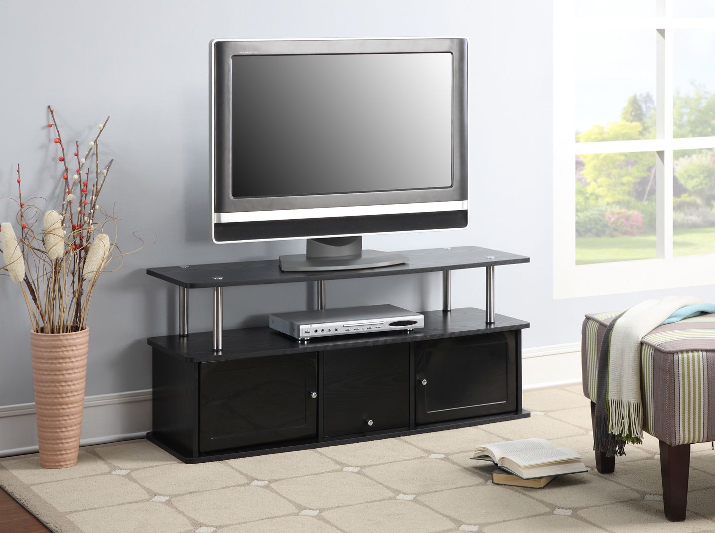 Convenience Concepts Designs2go Cherry Tv Stand With 3 In Caleah Tv Stands For Tvs Up To 50&quot; (Photo 2 of 15)