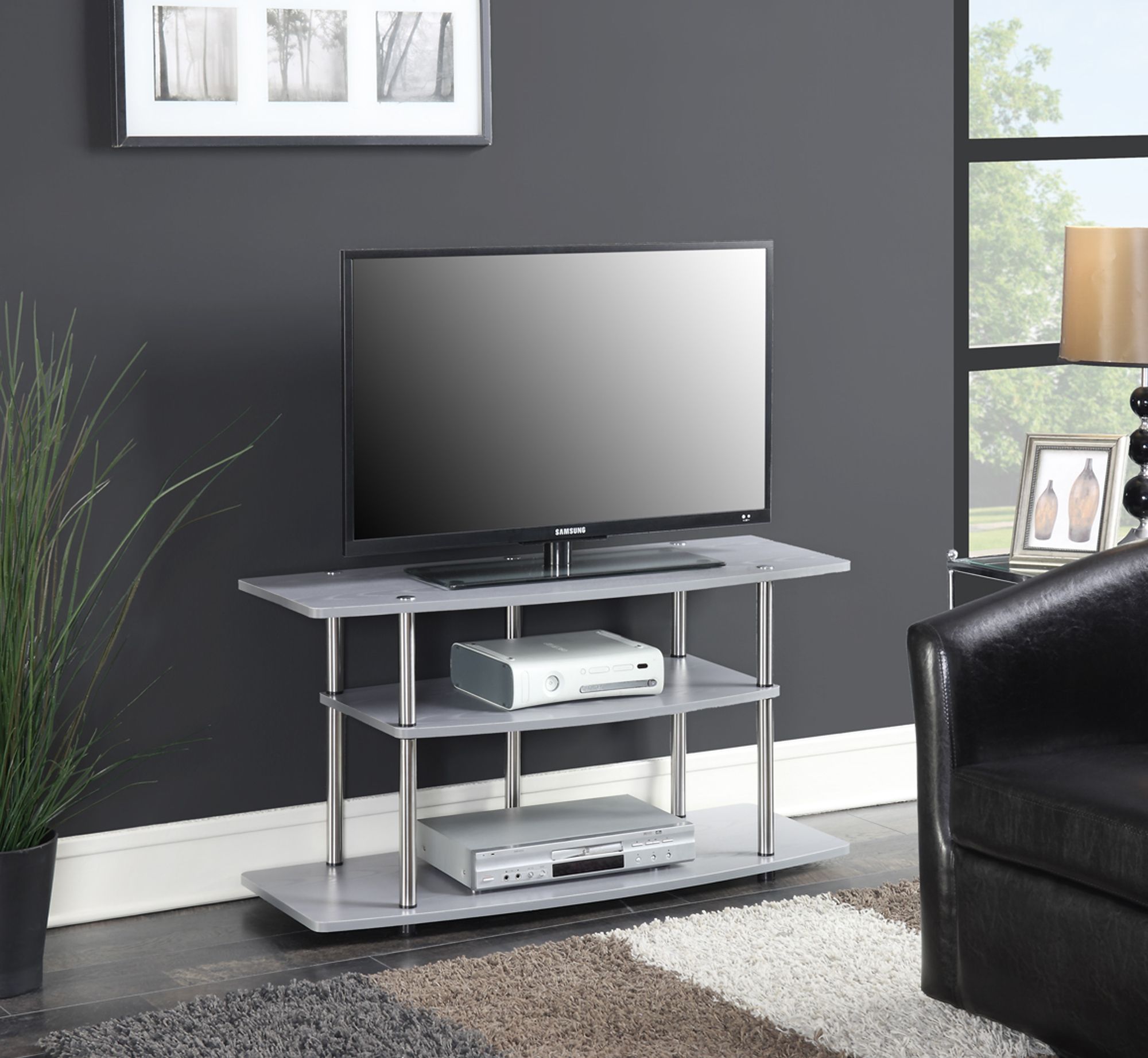 Convenience Concepts Designs2go No Tools 3 Tier Wide Tv In Copen Wide Tv Stands (Photo 9 of 15)