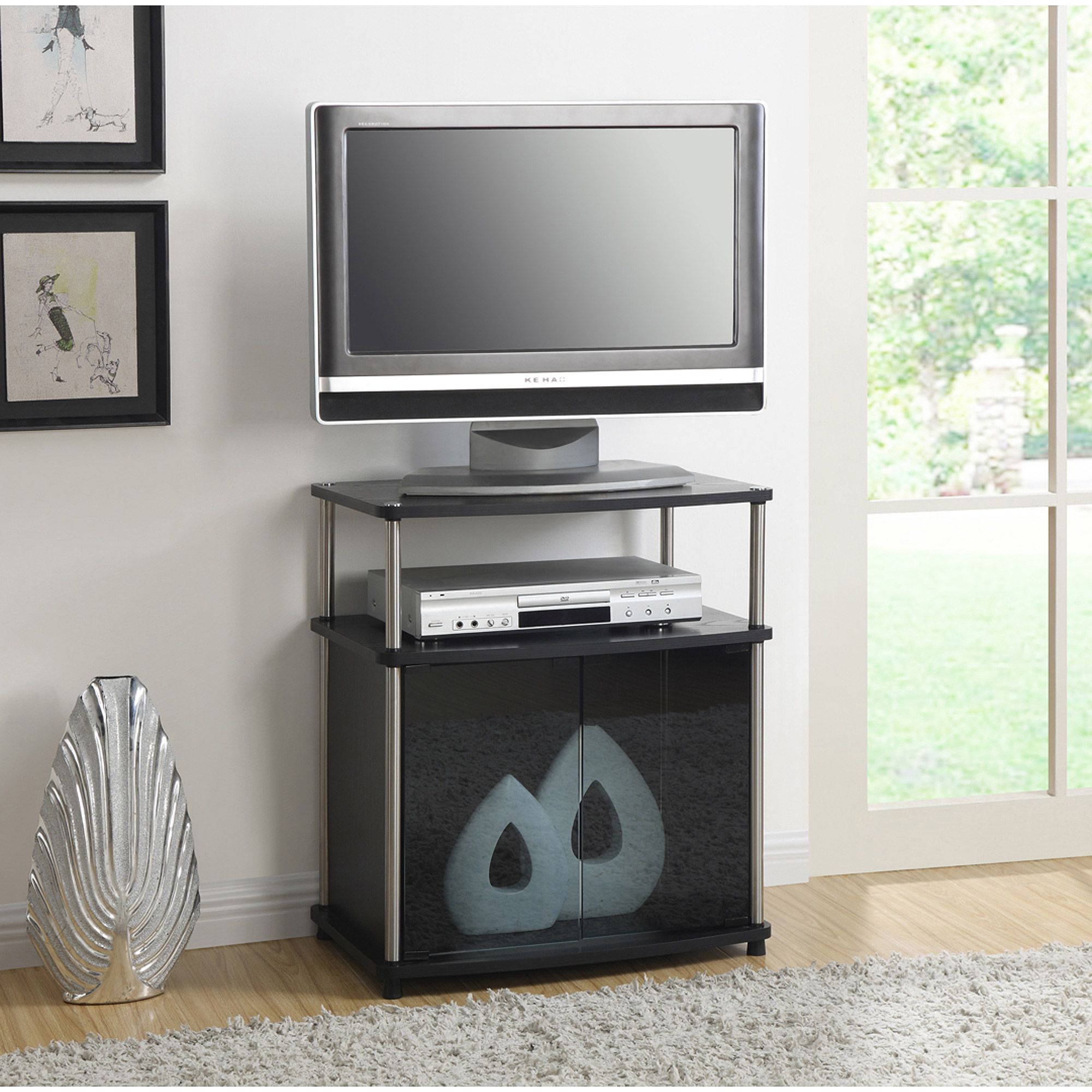 Convenience Concepts Designs2go No Tools Tv Stand With In Glass Tv Cabinets With Doors (Photo 6 of 15)