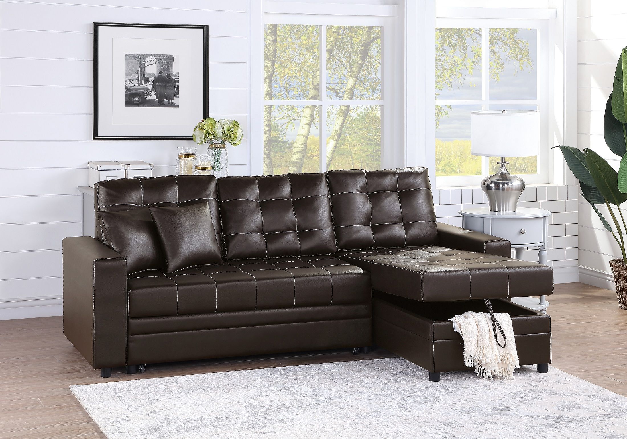 Convertible Sectional Sofa Set Living Room Furniture 2pc Regarding 4pc Crowningshield Contemporary Chaise Sectional Sofas (View 2 of 15)