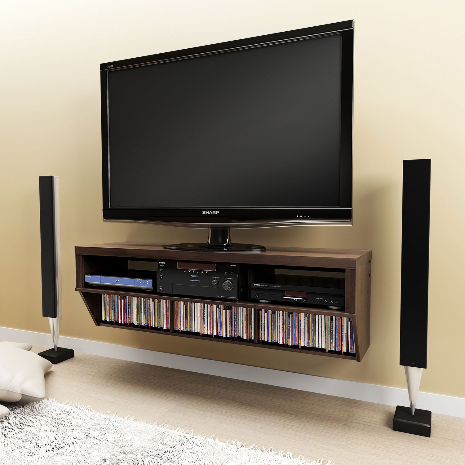 Cool Flat Screen Tv Stands With Mount – Homesfeed In Wall Mounted Tv Cabinets For Flat Screens With Doors (View 3 of 15)