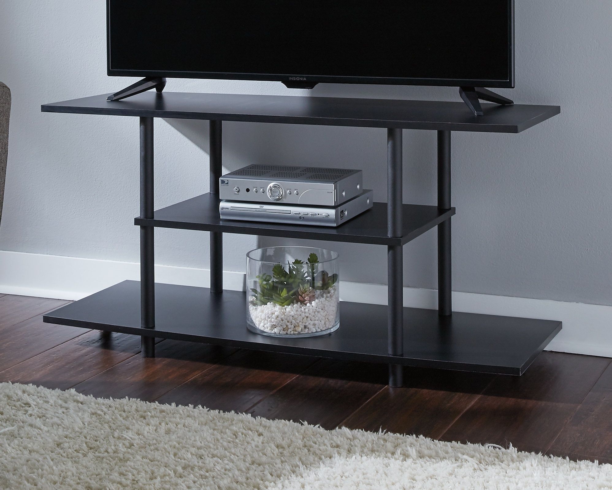 Cooperson  Black, Contemporary Tv Stand W380 118 – Hvl Pertaining To Small Black Tv Cabinets (Photo 4 of 15)