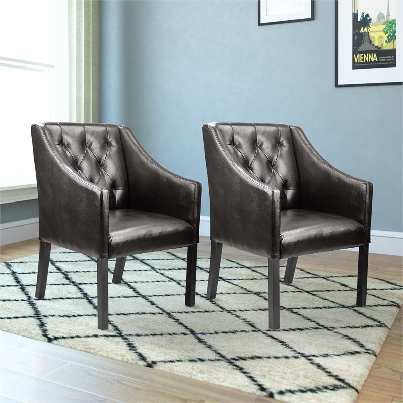 Corliving Antonio Club Chair In Brown Bonded Leather – Set Intended For Antonio Light Gray Leather Sofas (View 6 of 15)