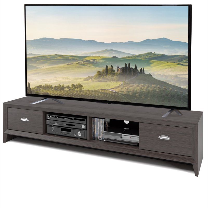 Corliving Lakewood Extra Wide Brown Wood Grain Tv Stand For Chromium Extra Wide Tv Unit Stands (View 6 of 15)