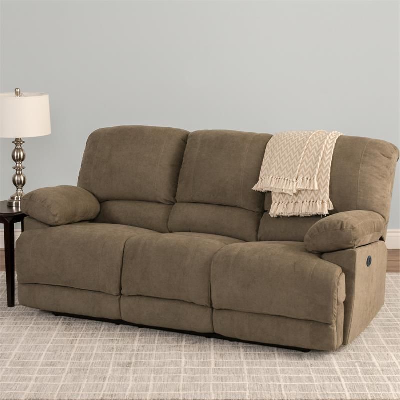 Corliving Lea Brown Chenille Fabric Power Reclining Sofa With Power Reclining Sofas (Photo 12 of 15)