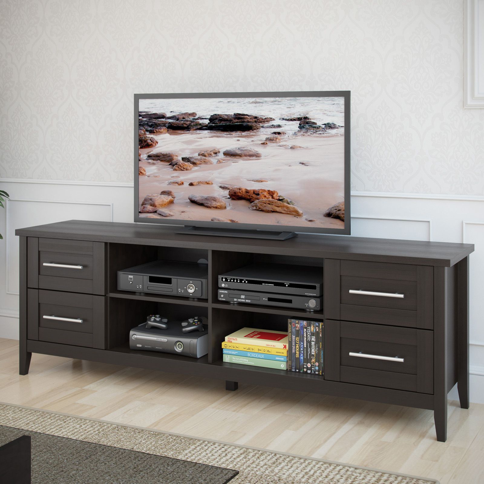 Corliving Tjk 682 B Jackson Extra Wide Tv Bench – Espresso With Regard To Anya Wide Tv Stands (View 4 of 15)