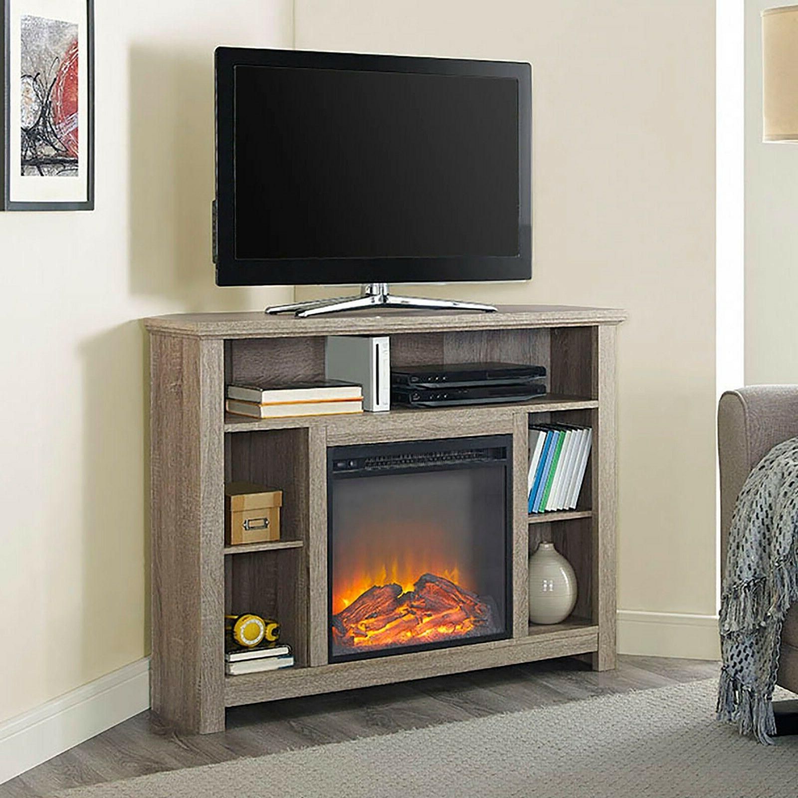Corner Fireplace Tv Stand Rustic Storage Cabinet Electric With Regard To Rustic Corner Tv Stands (View 7 of 15)
