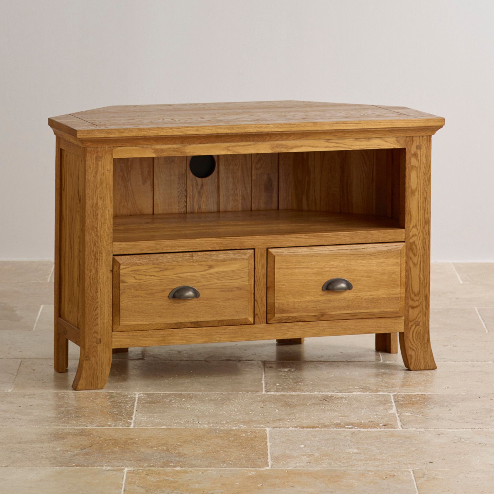 Corner Tv Cabinet In Solid Oak | Oak Furniture Land With Regard To Oak Corner Tv Cabinets (View 9 of 15)