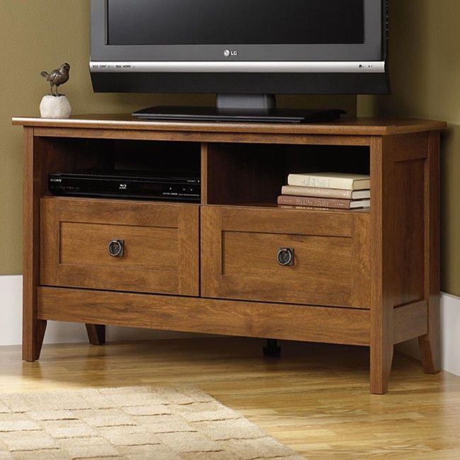 Corner Tv Stand Flat Screen Entertainment Center Console In Oak Corner Tv Stands For Flat Screens (View 10 of 15)