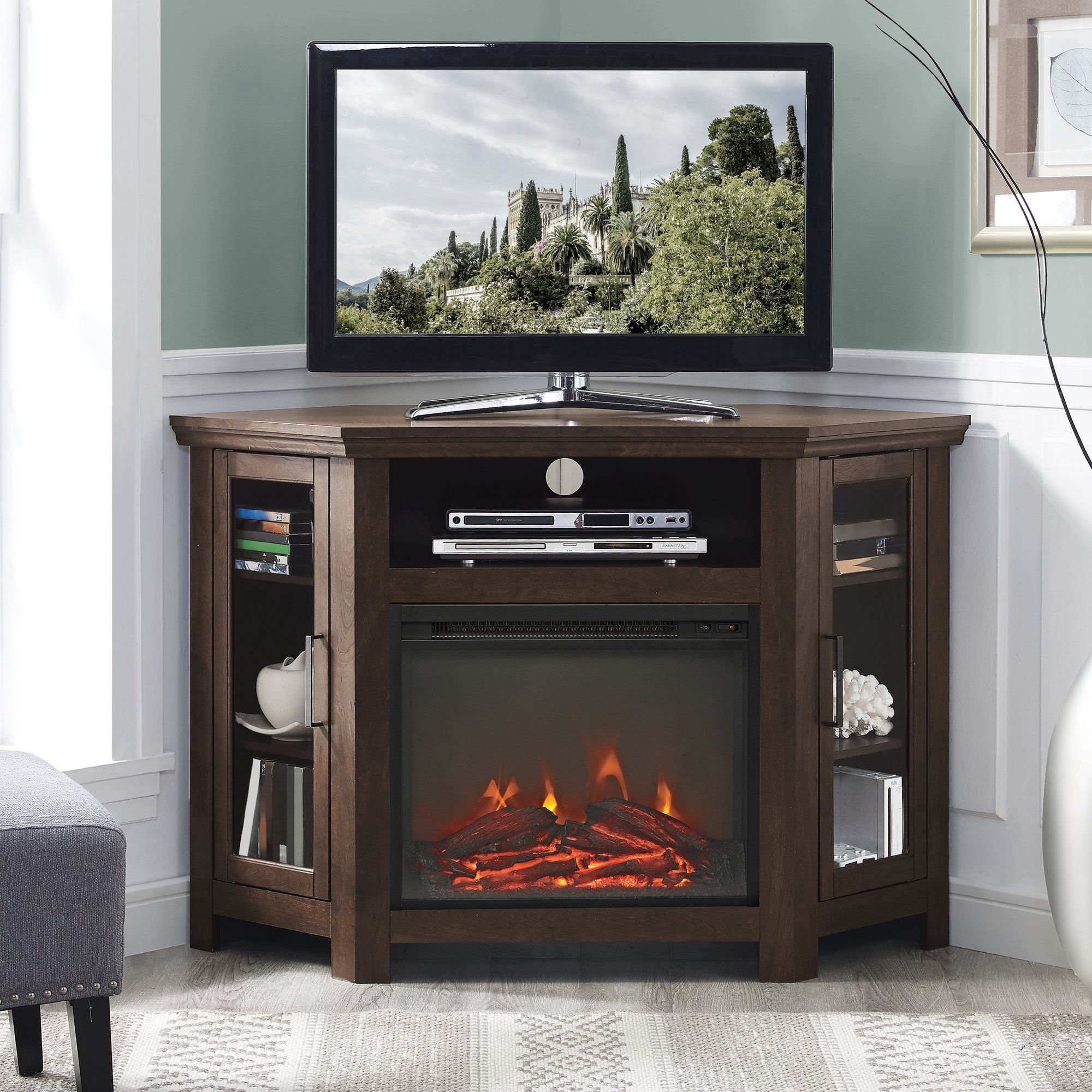 Corner Tv Stand With Electric Fireplace | Fireplace Tv Pertaining To Corner Entertainment Tv Stands (View 5 of 15)