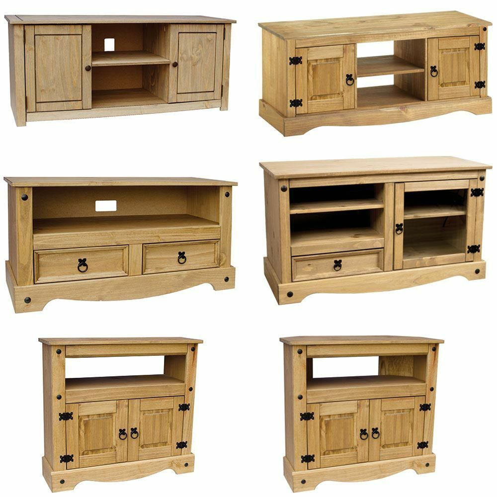 Corona Panama Tv Cabinet Media Dvd Unit Solid Pine Wood Intended For Corona White Corner Tv Unit Stands (Photo 5 of 15)