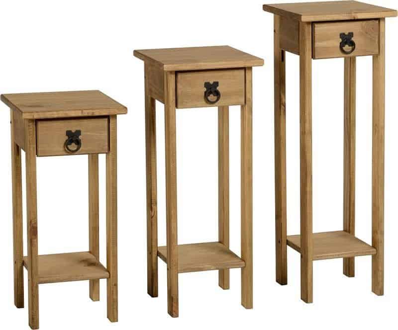 Corona Plant Stands (set Of 3) – Distressed Waxed Pine Pertaining To Corona Small Tv Stands (View 8 of 15)