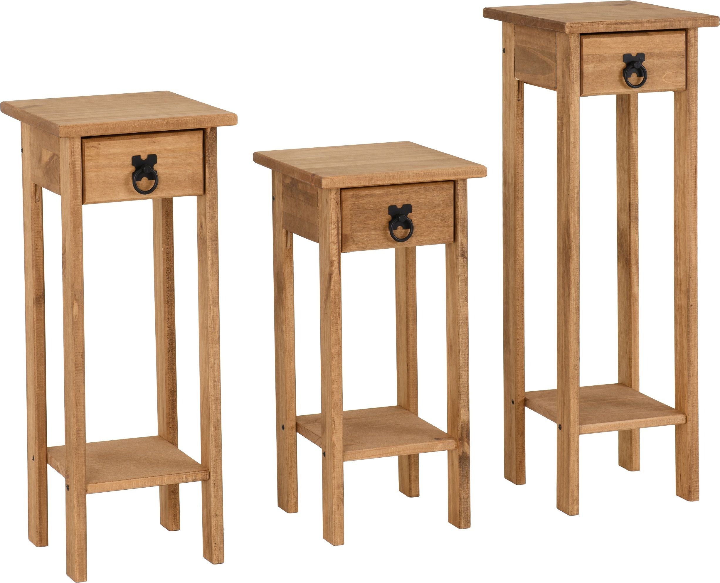 Corona Plant Stands (set Of 3) In Distressed Waxed Pine Intended For Corona Small Tv Stands (View 10 of 15)