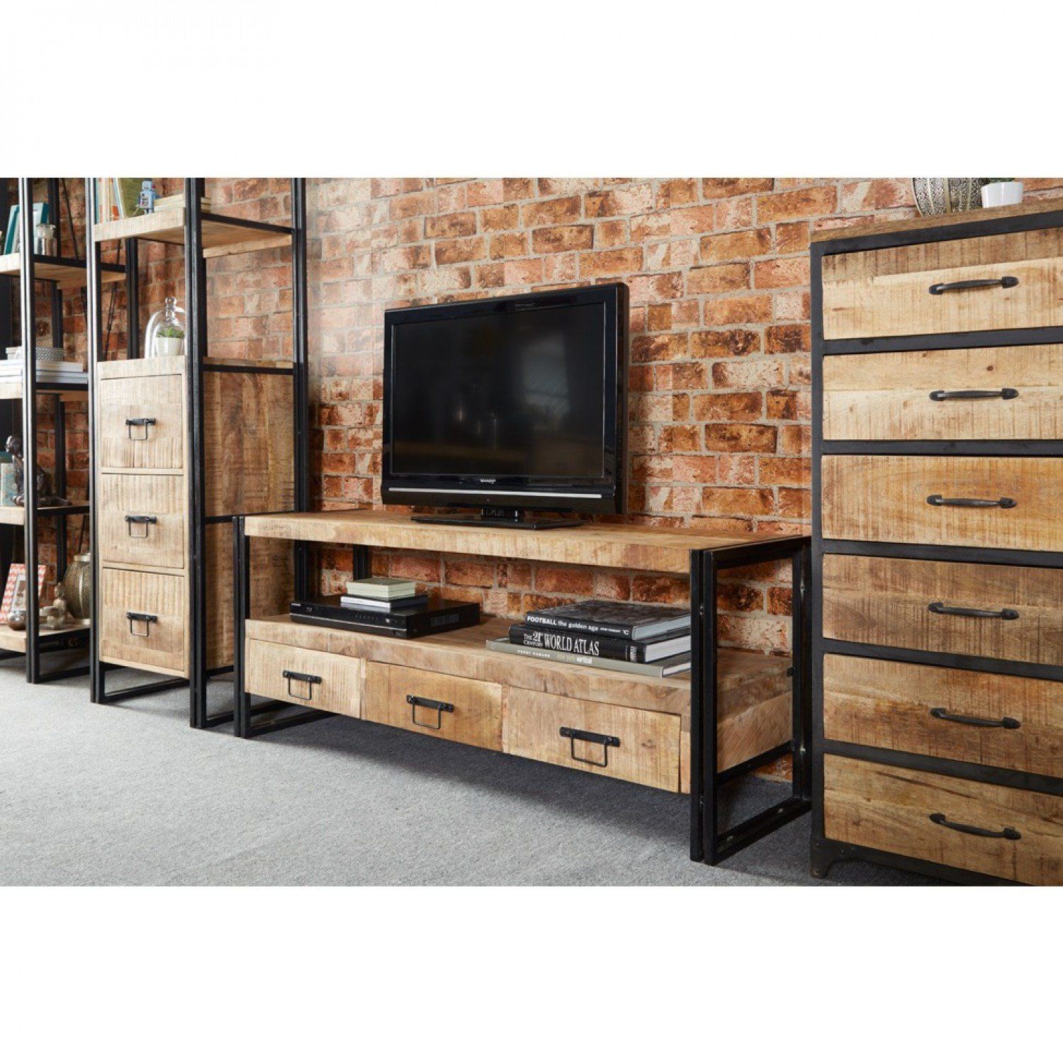 Cosmo Industrial Large Plasma Tv Stand | Oak Furniture House Intended For Tv Stands For Plasma Tv (View 3 of 15)