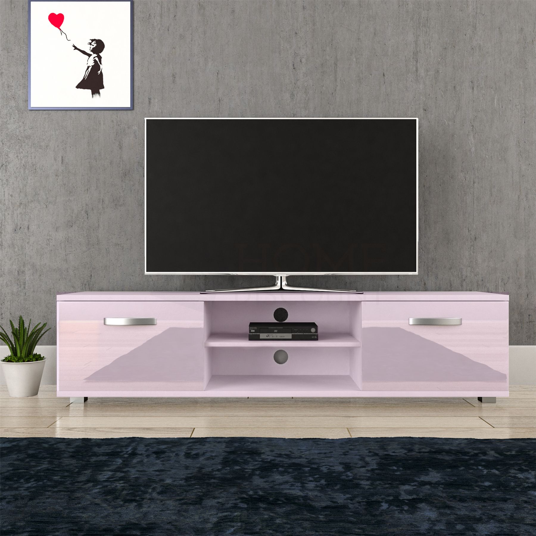 Cosmo Tv Unit Cabinet Stand 2 Door Modern Matte Gloss Intended For Cheap White Gloss Tv Unit (Photo 4 of 15)
