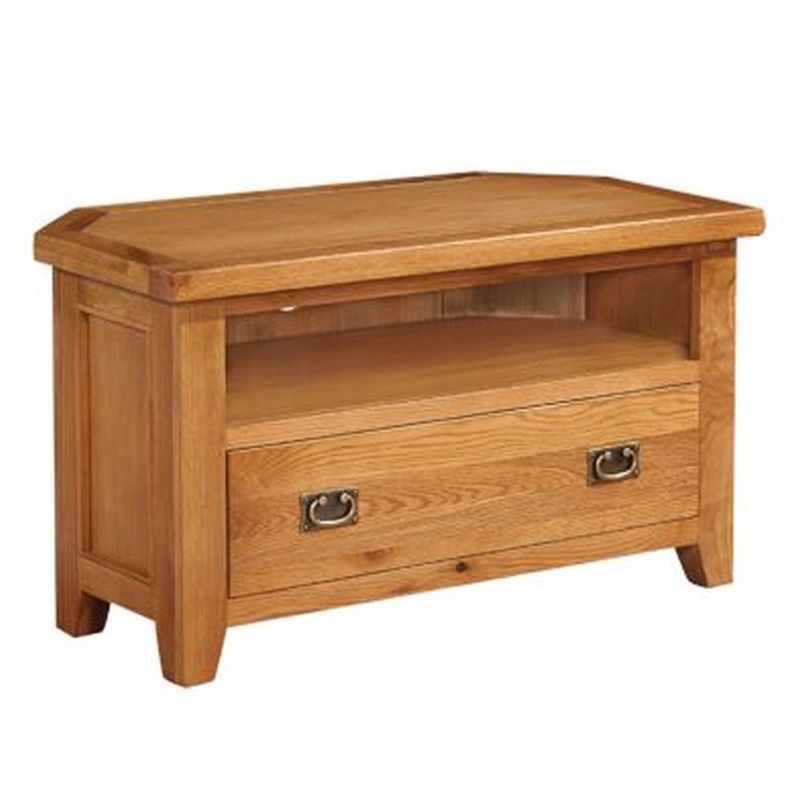 Cotswold Oak Corner Tv Unit – Buy Online At Qd Stores With Regard To Cotswold Widescreen Tv Unit Stands (View 6 of 15)