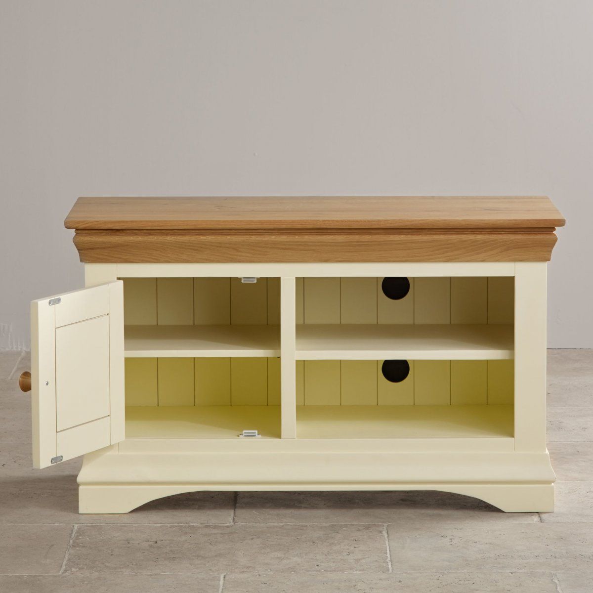 Country Cottage Natural Oak Small Tv Cabinet – Cream Painted In Cream Tv Cabinets (Photo 12 of 15)