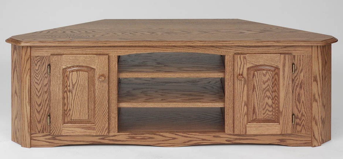 Country Style Solid Oak Corner Tv Stand W/cabinet – 64 Within Country Style Tv Stands (View 1 of 15)