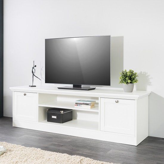 Country Wooden Tv Stand In White With 2 Doors 28295 Inside White Wood Tv Stands (View 13 of 15)