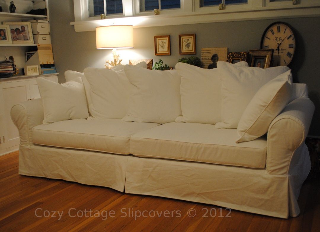 Cozy Cottage Slipcovers: Pillow Back Sofa Slipcover Regarding Lyvia Pillowback Sofa Sectional Sofas (View 11 of 15)