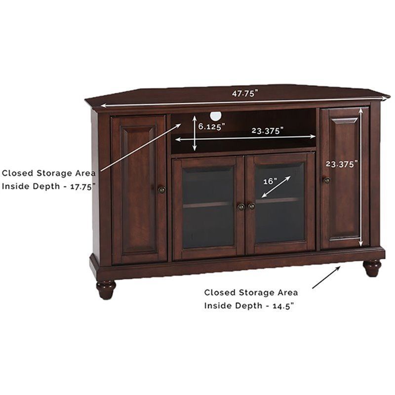 Crosley Cambridge 48" Corner Tv Stand In Mahogany – Kf10006dma Within Corner Tv Stands For Tvs Up To 48&quot; Mahogany (View 11 of 15)