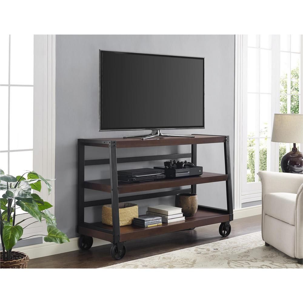Crosley Cambridge Mahogany Entertainment Center Kf10003dma Intended For Easyfashion Modern Mobile Tv Stands Rolling Tv Cart For Flat Panel Tvs (Photo 6 of 15)