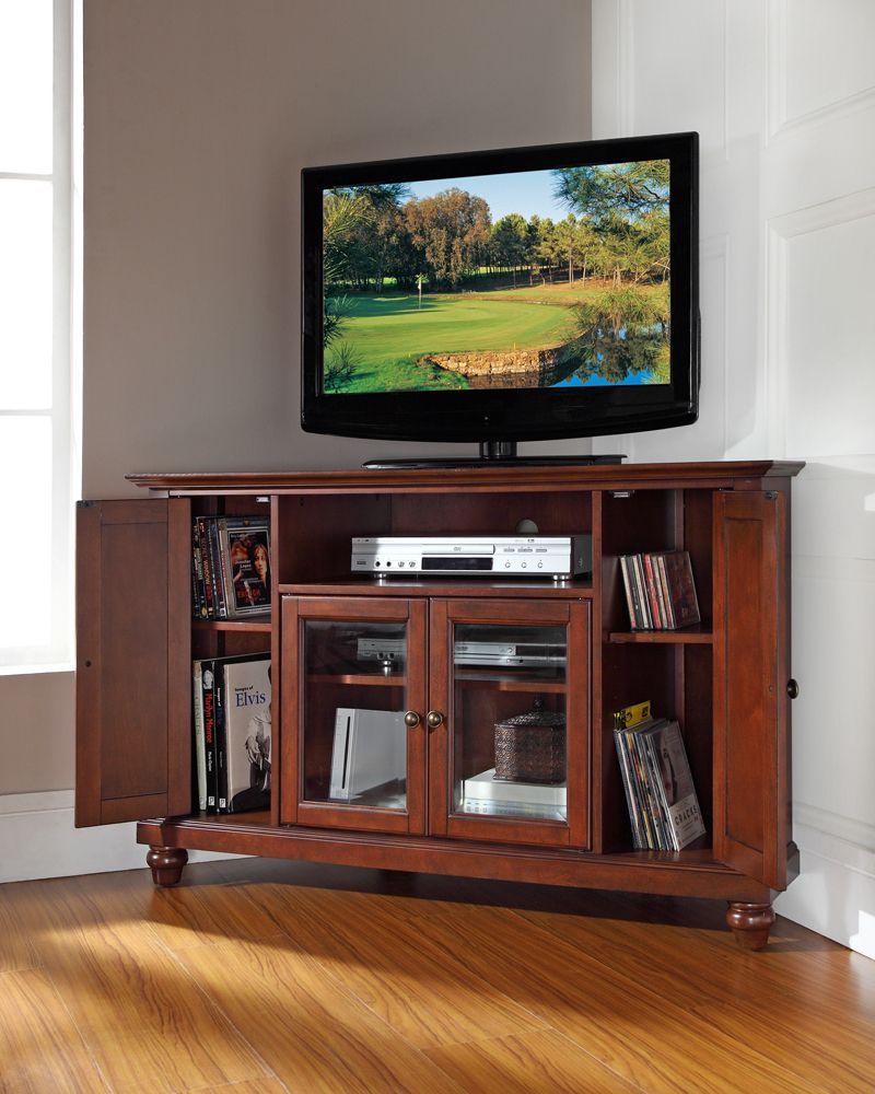 Crosley Furniture – Cambridge 48" Corner Tv Stand In Regarding Mahogany Corner Tv Cabinets (View 2 of 15)