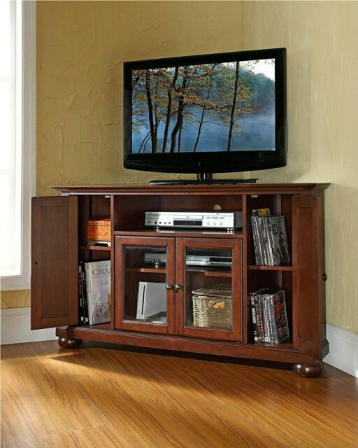 Crosley Furniture Vintage Mahogany 60 Inch Corner Tv Stand For 60" Corner Tv Stands Washed Oak (Photo 15 of 15)