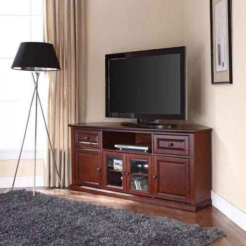 Crosley Furniture Vintage Mahogany 60 Inch Corner Tv Stand With Corner Tv Stands For 60 Inch Tv (View 10 of 15)
